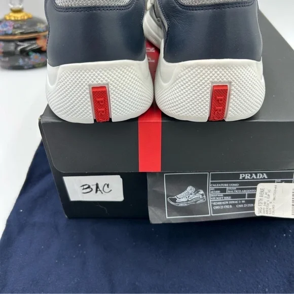 Men’s Prada America’s cup blue/silver sneakers size 6 fit seven US made in Italy - Picture 12 of 14
